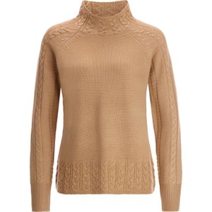 Dames Trui met opstaande kraag in camel
