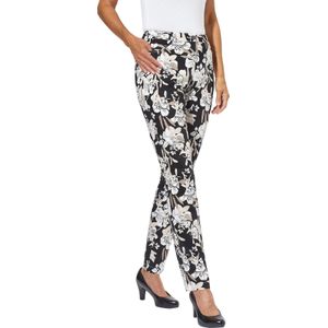 Dames Bedrukte broek in zwart/ecru geprint