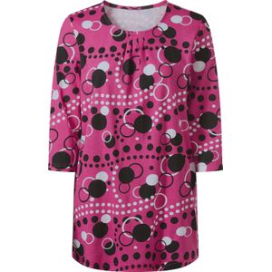 Dames Lang shirt in fuchsia/zwart bedrukt