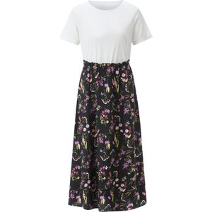 Dames Zomerjurk in ecru/zwart geprint