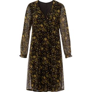 Dames A-lijn-jurk in zwart/oker