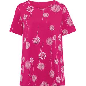 Dames Lang shirt in pink/wit bedrukt