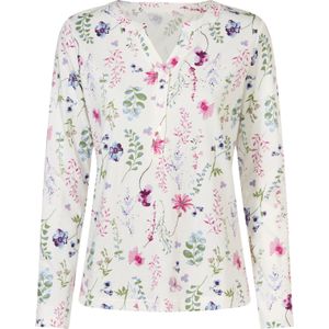 Dames Shirt met lange mouwen in ecru/heide geprint