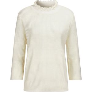 Pullover - Ecru - 100% Polyacryl - Ruches - Staande Kraag
