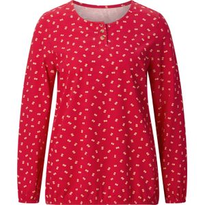 Dames Shirt met lange mouwen in rood/oker bedrukt