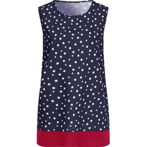 Dames Lange top in marine/wit geprint