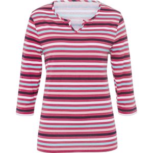 Dames Gestreept shirt in fuchsia/marine gestreept