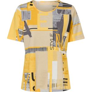 Dames Shirt met korte mouwen in oker/zand bedrukt