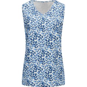 Imprimé - Top - Ecru-Middenblauw - 95% Katoen, 5% Elastaan