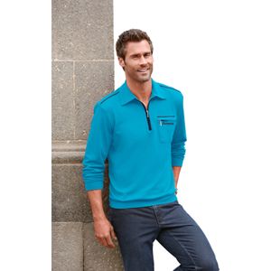 Heren Poloshirt met lange mouwen in turquoise