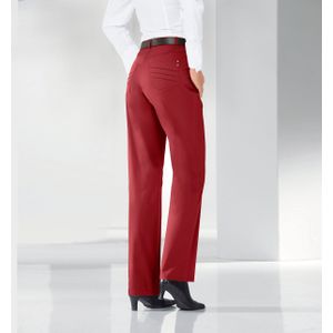 Broeken - Rood - Katoen met Elastaan - Steekzakken en Knoop/Ritssluiting