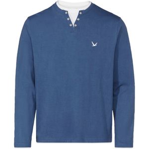 Heren Shirt met lange mouwen in jeansblauw+aquapetrol