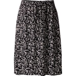 Dames geweven rok in zwart gebloemd