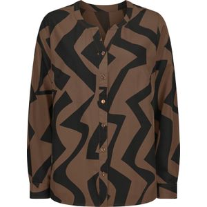 Blouse - Bruin/Zwart Gedessineerd - 100% Polyester