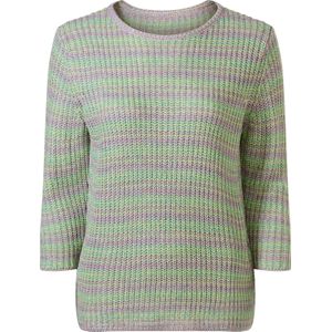 Dames Pullover met 3/4-mouwen in oceaan/ecru gemêleerd