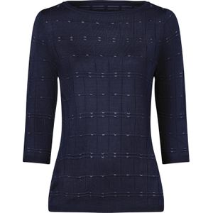 Dames Pullover met 3/4-mouwen in marine/ecru gedessineerd