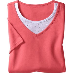 Dames Shirt met korte mouwen in koraal