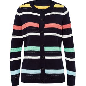 Classic Basics - Ajourvest - Marine/Grapefruit Gestreept - Lange Mouwen