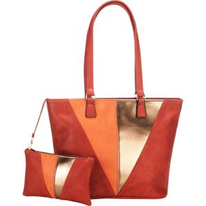 Dames Set handtassen, 2-delig in oranje gedessineerd