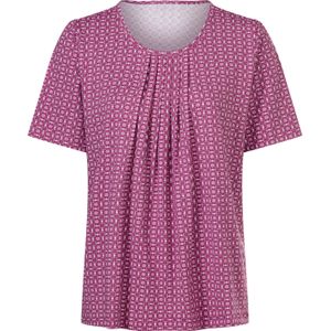 Dames Shirt met korte mouwen in heide/wit bedrukt