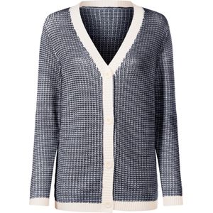 Dames Vest in donkerblauw/ecru gedessineerd