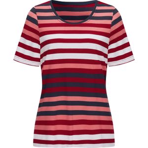 Dames Shirt met korte mouwen in rood/marine gestreept