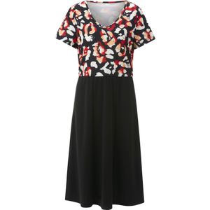 Jerseyjurken - Zwart/Rood Gedessineerd - Polyester/Elastaan