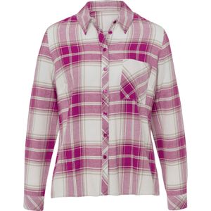 Dames Flanellen blouse in erika/ecru geruit