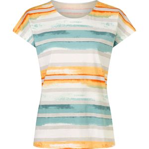 Dames Shirt met ronde hals in ecru/lichtgrijs bedrukt