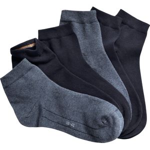 Dames Korte sokken in 1x marine + 2x middelblauw + 4x lichtblauw
