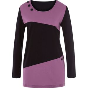Longsleeve - Zwart/Violet - 100% Katoen - Gedessineerd Meerkleurig