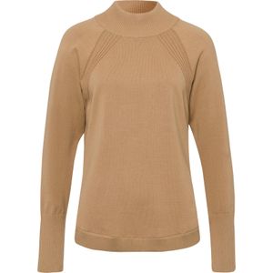 Dames Trui met opstaande kraag in camel