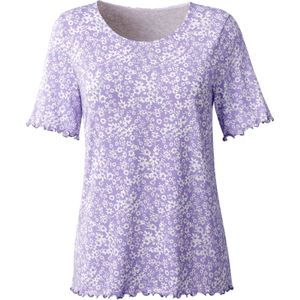 Dames Shirt met korte mouwen in lavendel/ecru bedrukt