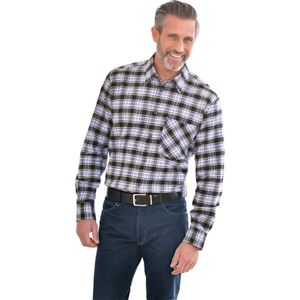 Overhemd - Paars/Groen Geruit - 100% Katoen - Lange Mouwen - Knoopsluiting