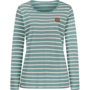 T-shirt - Jade/Ecru Gestreept - 50% Katoen, 50% Modaal