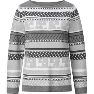 Dames Pullover van jacquard in lichtgrijs/grafiet gedessineerd