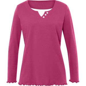 Dames 2-in-1-shirt met lange mouwen in magenta/wit