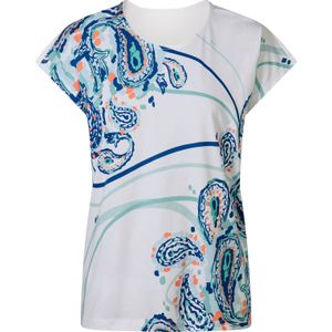 Dames Shirt met korte mouwen in ecru/kalkmint bedrukt