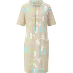 Jerseyjurken - Zandkleur/Mint - 100% Katoen - Korte Mouwen