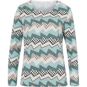 Dames Shirt met ronde hals in kalkmint/jade bedrukt