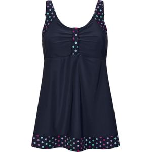 Dames Tankinitop in marine/magenta bedrukt