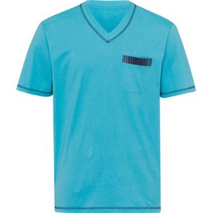 Shortama - Shirt met V-hals en Opgestikte Zak - Geruite Broek - Single-Jersey