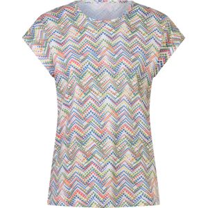 Dames Shirt met print in eucalyptus/koraal bedrukt