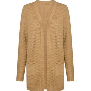 Lange, gebreide cardigan voor dames in Beige