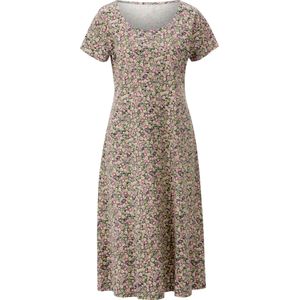 Dames Jersey jurk in antraciet/roze bedrukt
