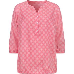 Dames Comfortabele blouse in flamingo/ecru bedrukt