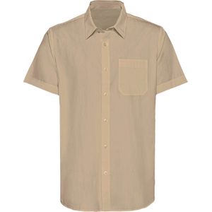 Overhemden - Beige - 100% Katoen - Knoopsluiting - Steekzakken - Korte Mouwen