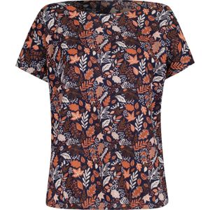 Dames Comfortabele blouse in marine/papaja bedrukt