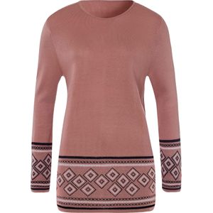 Gedessineerd Pullover - Bruinroze/Marine - 100% Polyacryl