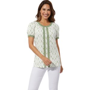 Ecru/Eucalyptus - T-shirt - 100% Katoen - Gedessineerd